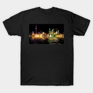 Toronto Skyline At Night From Polson St Reflection T-Shirt